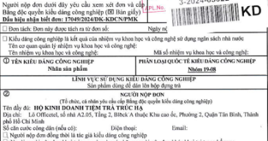 Đăng ký bảo hộ kiểu dáng công nghiệp “Sản phẩm dùng để dán lên hộp trà”
