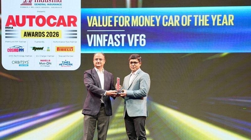 VinFast VF 6 nhận giải ‘Mẫu xe đáng tiền nhất năm’ tại Autocar India Awards 2026