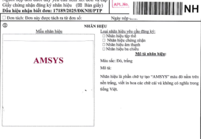 Luật Hoàng Phi đăng ký bảo hộ nhãn hiệu “AMSYS”